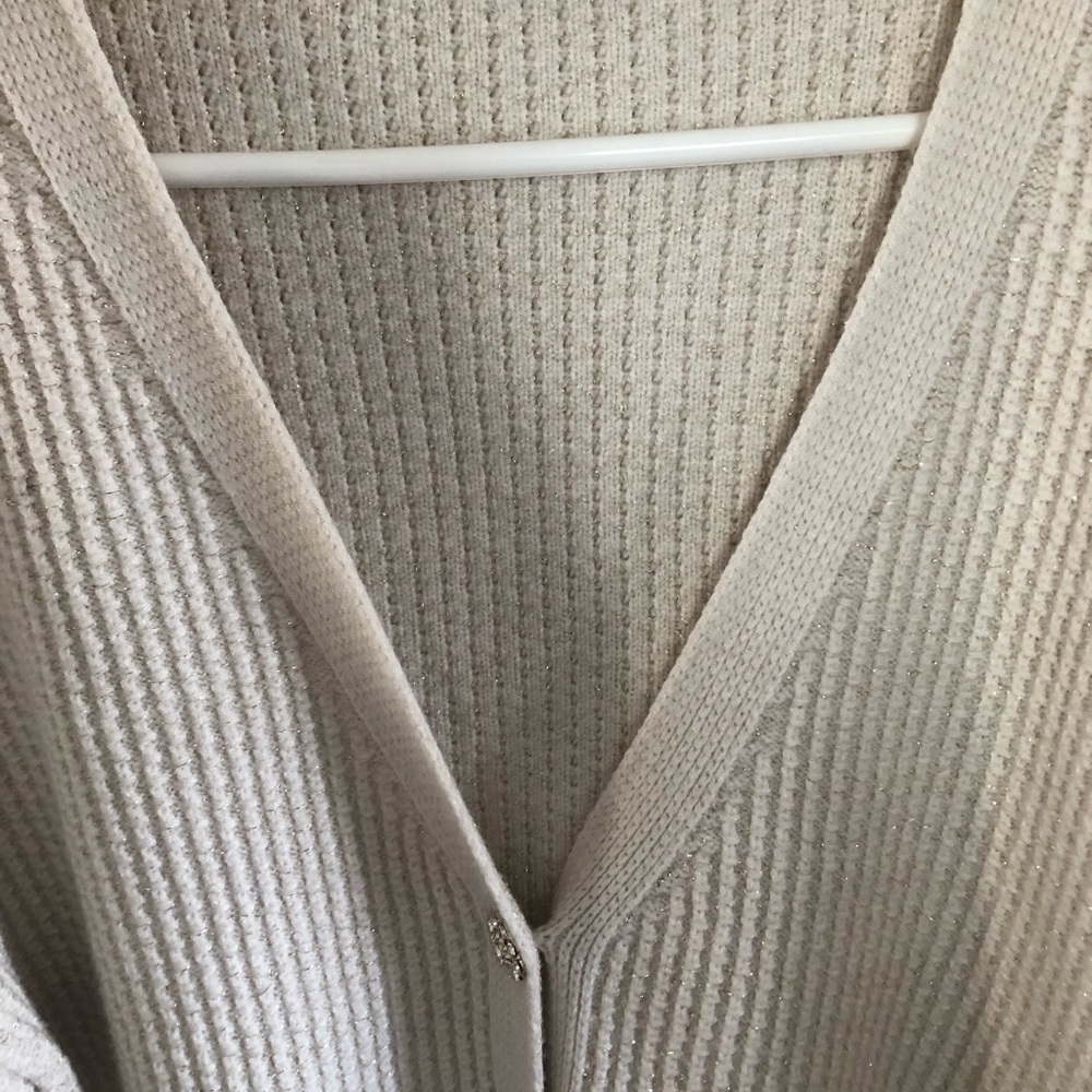 FISHERMEN Ivory chunky slouchy waffle Ribbed Knit Cardigan - Picture 14 of 16